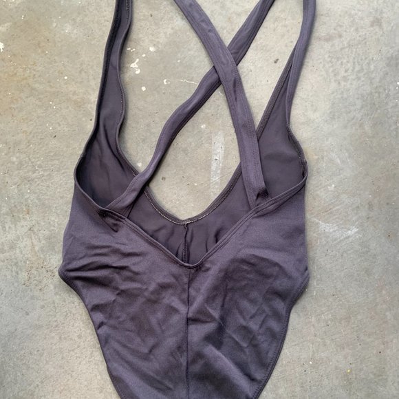 Gray Metallic American Apparel High Thigh Cut One Piece Swim suit Bikini Swim - Picture 2 of 4